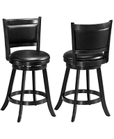 Gymax 2PCS 24'' Swivel Counter Stool Dining Chair Upholstered Seat Black