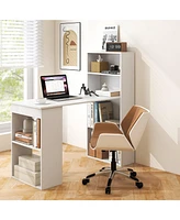 Gouun Computer Desk Writing Workstation Office with 6-Tier Storage Shelves