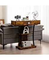 Gouun Console Table with Drawer and 2-Tier Shelves for Entryway Living Room