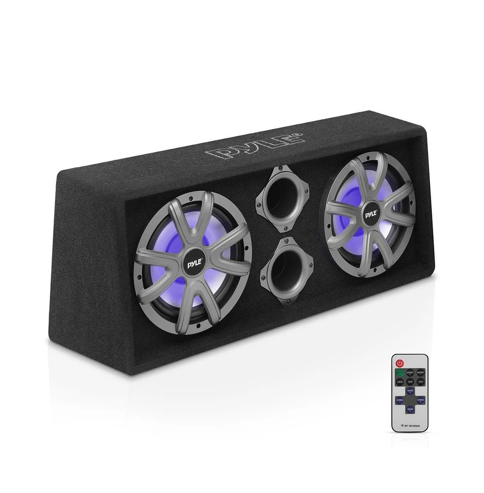 Pyle Dual Subwoofer Box System, 8'' Vented Enclosure, 800W Max, Led Lights