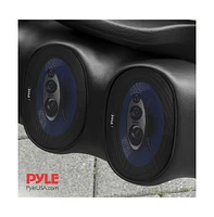 Pyle 7'' x 10'' Four-Way Quadriaxial Car Speakers, 500W, Blue (Pair)