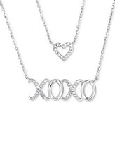 Diamond Heart and Xoxo 17" Layered Necklace (1/10 ct. t.w.) in Sterling Silver