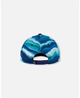 Deux par Deux Baby Boys Printed Cap Blue Wave And Black