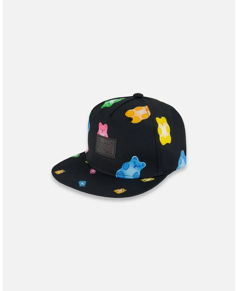 Deux par Deux Baby Girls Printed Cap Black And Multicolored Gummies