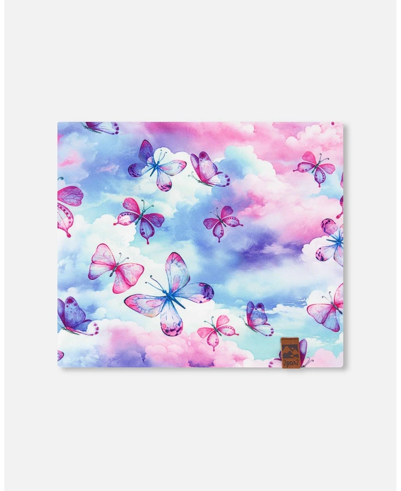 Deux par Deux Baby Girls Printed Neck Tube Butterflies On Multicolored Background