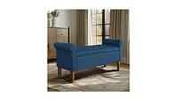 The Pop Home Upholstered Storage Bench with Rolled Armrests, Foam Cushioned Seat, Flip-Top Storage-The