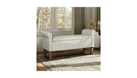The Pop Home Upholstered Storage Bench with Rolled Armrests, Foam Cushioned Seat, Flip-Top Storage-The Pop Home