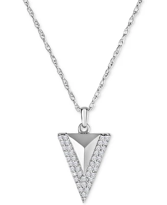 Diamond Pave Triangle 18" Pendant Necklace (1/4 ct. t.w.) in Sterling Silver