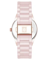 Anne Klein Women's Quartz Blush Floral Ceramic Bracelet Watch, 34mm