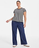 On 34th Trendy Plus Flutter-Sleeve Ribbed-Knit Top, Exclusively at Macy's