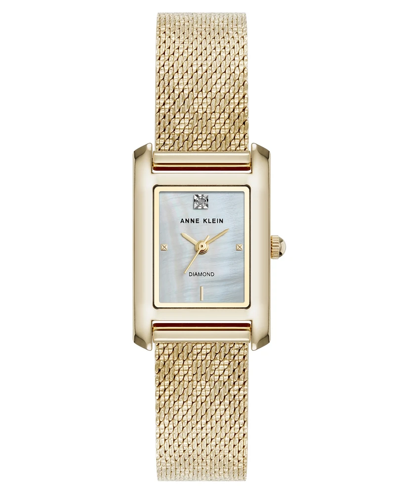 Anne Klein Women's Quartz Gold-Tone Stainless Steel Mesh Watch, 20mm