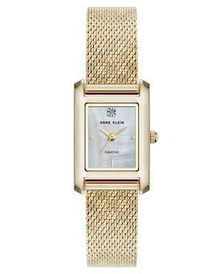 Anne Klein Women's Quartz Gold-Tone Stainless Steel Mesh Watch, 20mm