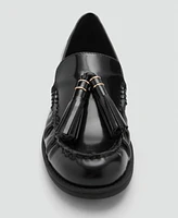 Mango Women's Leather Tassel Loafers