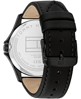 Tommy Hilfiger Men's Quartz Black Leather Strap Watch, 43mm