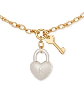 Kate Spade New York Two-Tone Heart Lock & Key Statement Pendant Necklace, 16" + 3" extender