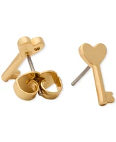 Kate Spade New York Gold-Tone Polished Heart Key Stud Earrings