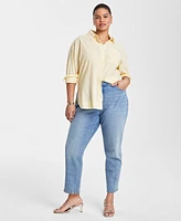 On 34th Trendy Plus Striped Cotton Button-Front Shirt, Exclusively at Macy's