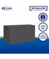 Suncast 50 Gallon Medium Resin Outdoor Storage Deck Box with Lid, Peppercorn