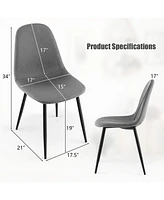 Gymax Dining Chairs Set of 4 Upholstered Fabric Chairs W/Metal Legs for Living Room