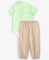 First Impressions Baby Boys Gingham Oxford Bodysuit & Pants, 2 Piece Set, Exclusively at Macy's