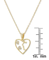 Macy's Lab Grown White Sapphire Face Figure Heart Pendant 18" Necklace (1/8 ct. t.w.) in 14k Gold Over Sterling Silver