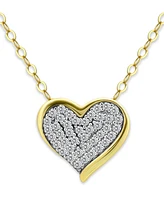 Giani Bernini Pave Cubic Zirconia Heart Pendant Necklace (5/8 ct. t.w.) in 18k Gold Over Sterling Silver, 16" + 2" extender, Exclusively at Macy's