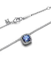 Pandora Sparkling Square Blue Halo Pendant Necklace