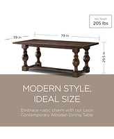 Maven Lane Leon Traditional Wooden Dining Table in Antiqued Brown Finish