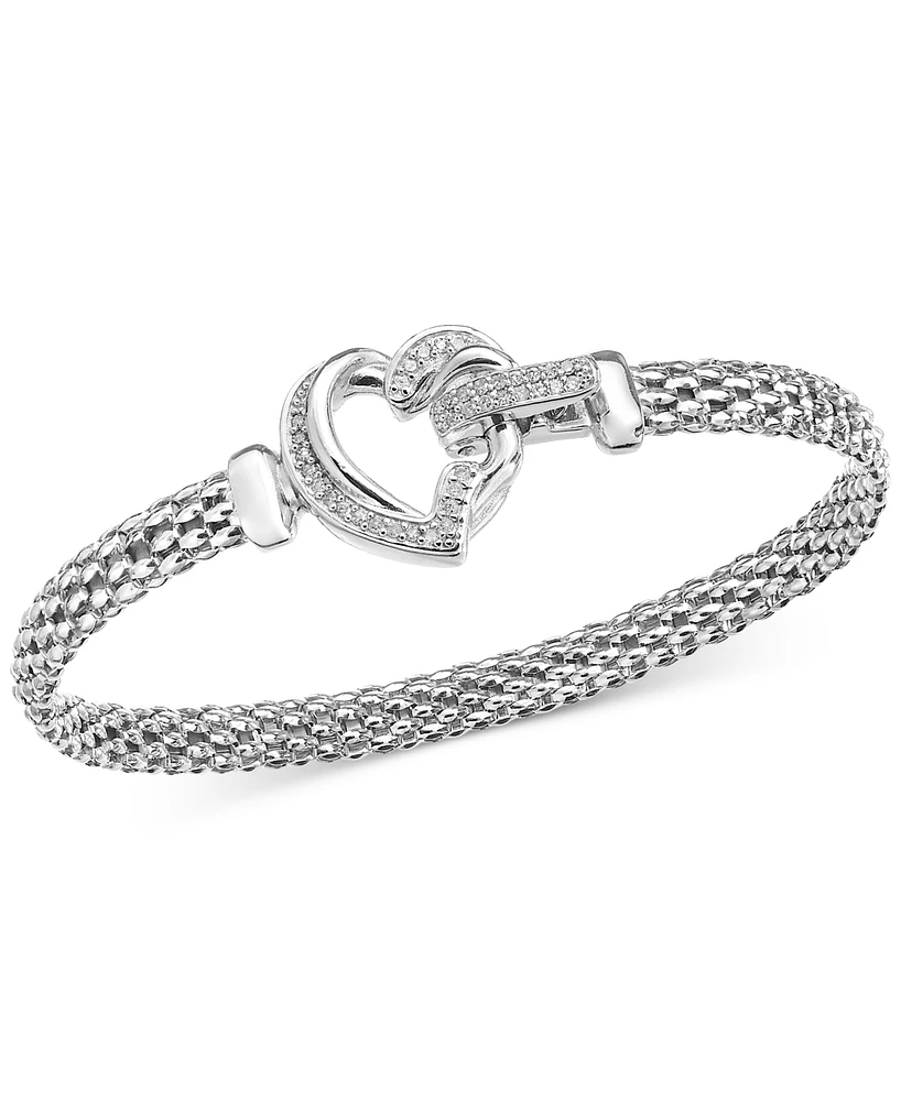 Diamond Heart Bangle Bracelet (1/4 ct. t.w.) in Sterling Silver