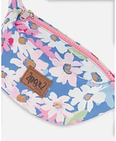 Deux par Deux Girl Printed Fanny Pack White, Pink, And Green Flowers - Toddler|Child