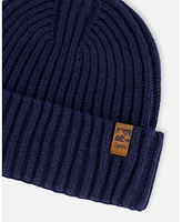 Deux par Kids Unisex Cuffed Knit Hat Navy Blue - Toddler|Child