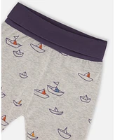 Deux par Baby Boys Printed Organic Cotton Top And Pant Set Paper Boats