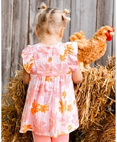 Deux par Big Girls Printed Tunic And Solid Leggings Set Pink Coral Flowers