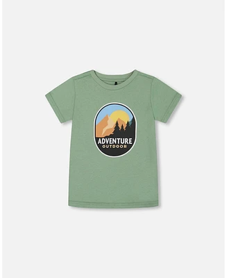 Deux par Big Boys Organic Cotton Graphic Tee Sage And Multi