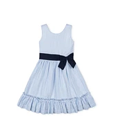 Hope & Henry Heirloom Girls' Organic Sleeveless Special Occasion Seersucker Party Dress with Cross Back