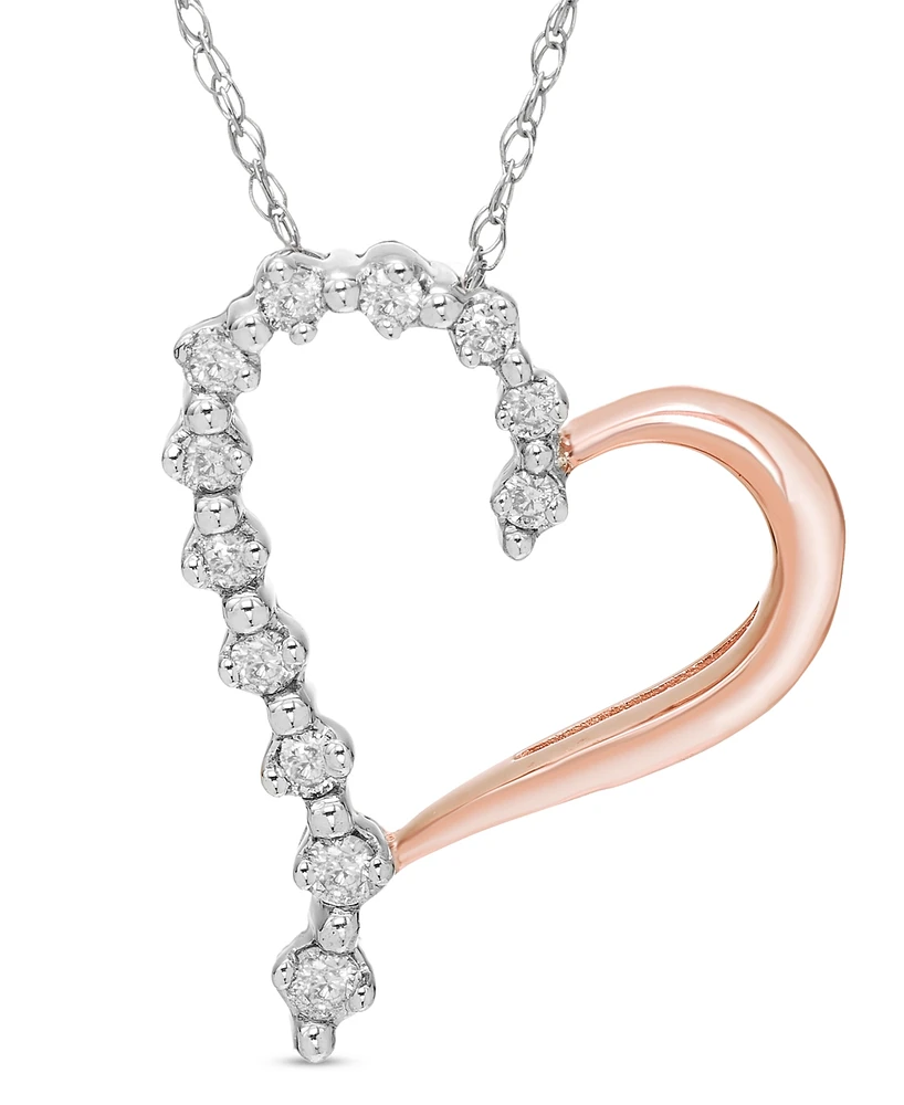 Diamond Open Heart 18" Pendant Necklace (1/6 ct. t.w.) 10k White , Yellow or Rose Gold