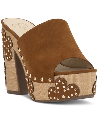 Jessica Simpson Women's Shelbie Floral Wood Heeled Platform Sandals
