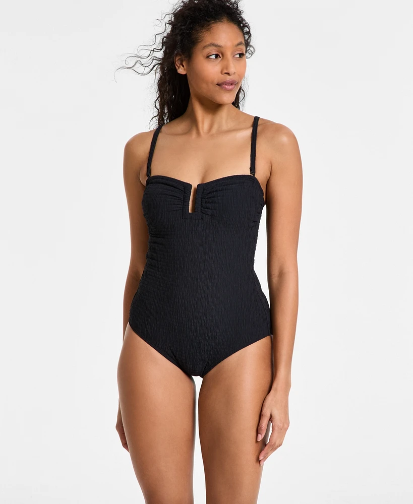 Dkny Women's Textured Shirred One-Piece Swimsuit