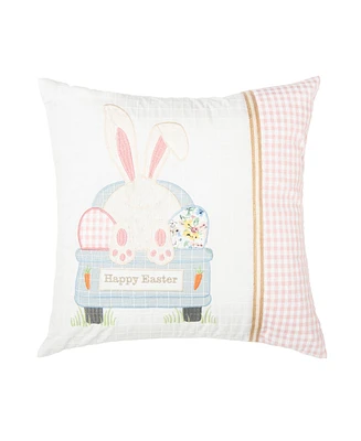 C&F Home 18" x 18" Happy Easter Bunny Eggs Embroidered Throw Pillow