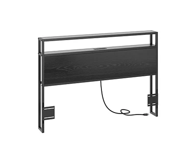 gaomon Headboard for Queen Size Bed Frame with Storage,Head Board with Led Lights and Charging Station, Adjustable Height, Queen Size Headboard