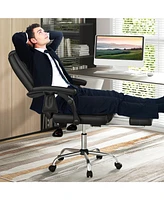 Gouun Massage Adjustable Executive Chair with Armrests and Retractable Footrest