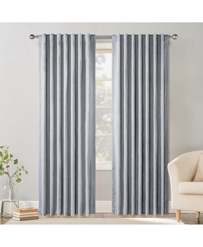 Awesome Home Chenille Blackout Back Tab Curtains Pair