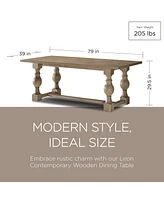 Maven Lane Leon Traditional Wooden Dining Table in Antiqued Grey Finish