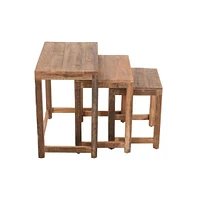 Jofran Reclamation Rustic Reclaimed Solid Wood Three-Piece Nesting Tables