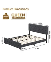 gaomon Upholstered Platform Bed Frame with Usb Ports - Adjustable Headboard, Strong Frame