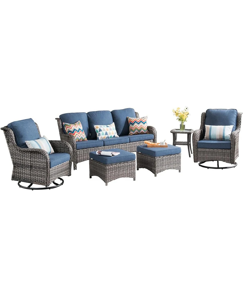 Xizzi 6 Pcs Outdoor Patio Furniture Set,High Back Sofa and Swivel Chairs Set