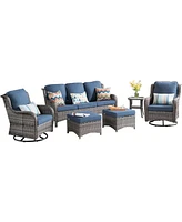 Xizzi 6 Pcs Outdoor Patio Furniture Set,High Back Sofa and Swivel Chairs Set