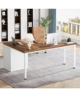 Tribesigns L-Shaped Computer Desk with 5 Drawers, 55 Inches Corner Desk Office Desk, Modern L-Shaped Pc Laptop Study Writing Table Workstation for Hom