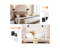 gaomon Set of 2 Wall Sconces for Bathroom, Matte Black Wall Mount Lighting Lanterns