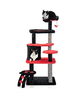 Gymax Gothic Cat Tree 52'' Tall Cat Tower w/ Cat Bed Cat Condo Sisal Scratching Post